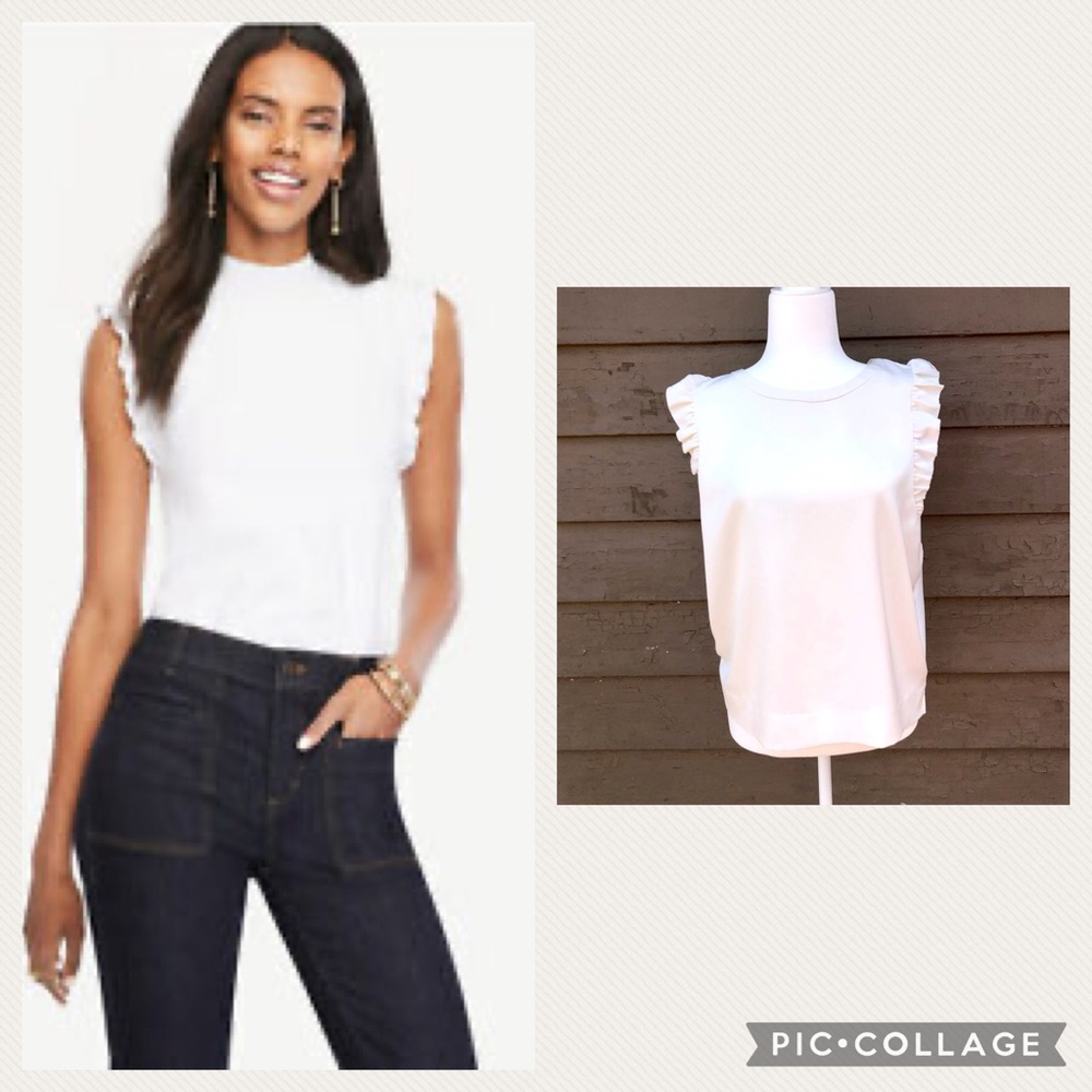 Ann Taylor rough-cut ruffle sleeve knit top!